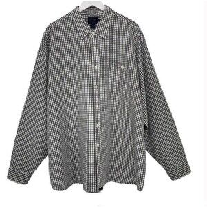 TOMMY BAHAMA Indigo Palms Linen Tencel Checkered Textured Buttoned Shirt XXL